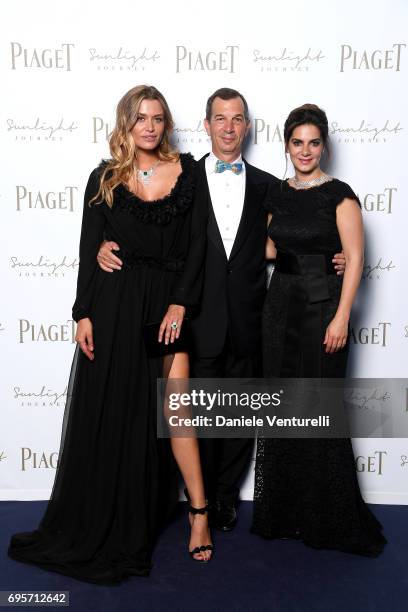 Cheyenne Tozzi, Philippe Leopold-Metzger and Chabi Nouri attend Piaget Sunlight Journey Collection Launch on June 13, 2017 in Rome, Italy.