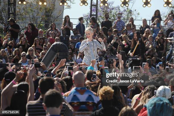 Katy Perry performs at the "Witness World Wide" exclusive YouTube livestream concert on June 12, 2017 in Los Angeles, California.