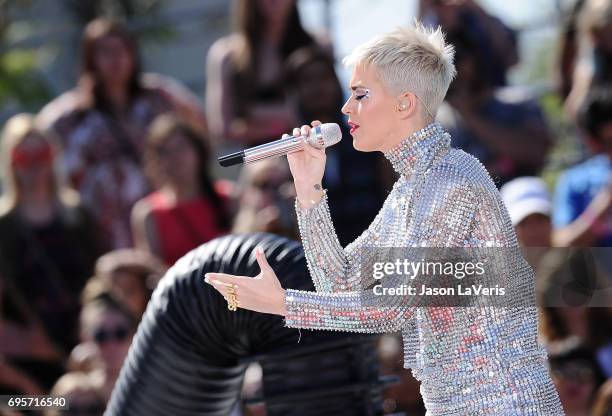 Katy Perry performs at the "Witness World Wide" exclusive YouTube livestream concert on June 12, 2017 in Los Angeles, California.