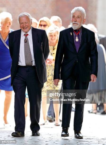 Sir David Attenborough and Sir Roy Strong arrive to attend Evensong at the Chapel Royal Hampton Court Palace, to celebrate the Centenary of the...