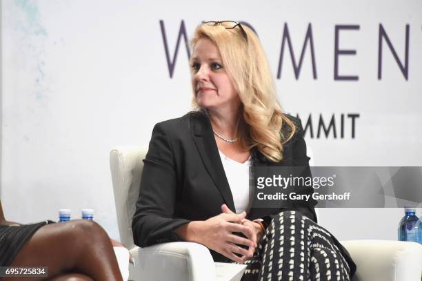 SpaceX COO Gwynne Shotwell seen on stage during the 2017 Forbes Women's Summit at Spring Studios on June 13, 2017 in New York City.
