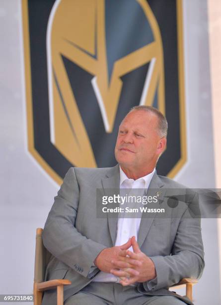 Vegas Golden Knights head coach Gerard Gallant attends an announcement at the Fremont Street Experience on June 13, 2017 in Las Vegas, Nevada. The...