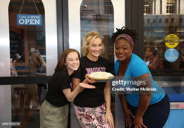 Cast members of 'Waitress' Caitlin Houlahan, Betsy Wolfe and Charity Angel Dawson attend the Welcome to Joe's Pie Diner at Brooks Atkinson on June...
