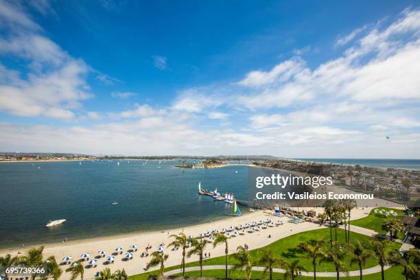 san diego-mission bucht und strand - san diego pacific beach stock-fotos und bilder