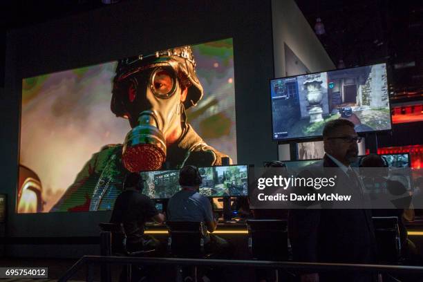 Call of Duty WWII is seen at the Activision exhibit on opening day of the Electronic Entertainment Expo at the Los Angeles Convention Center on June...