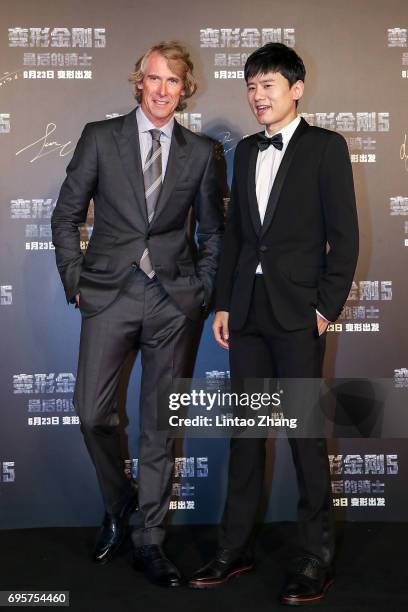 Director and Executive Producer Michael Bay and Singer Jason Zhang attend the 'Transformers: The Last Knight' China World Premiere and Ten Year...