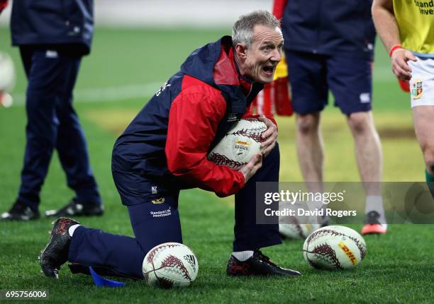 Rob Howley the Lions backs coach, looks on during the 2017 British & Irish Lions tour match between the Highlanders and the British & Irish Lions at...