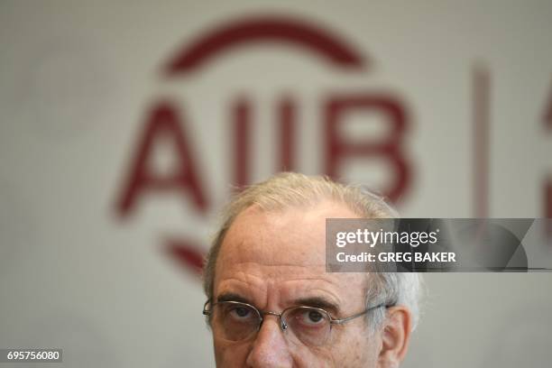 In this photo taken on June 2 Asian Infrastructure Investment Bank vice president Thierry de Longuemar speaks during an interview at the AIIB offices...