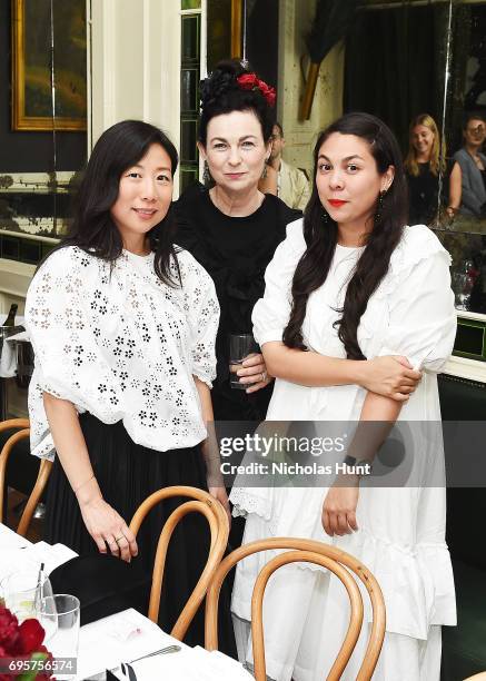 Yumi Shin, Odette Rocha and Simone Rocha attend the Saks Fifth Avenue and Simone Rocha dinner to Celebrate the Exclusive Capsule Collection at The...