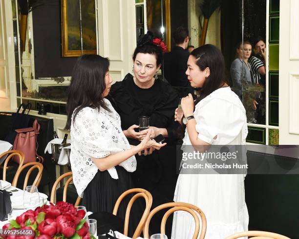 Yumi Shin, Odette Rocha and Simone Rocha attend the Saks Fifth Avenue and Simone Rocha dinner to Celebrate the Exclusive Capsule Collection at The...