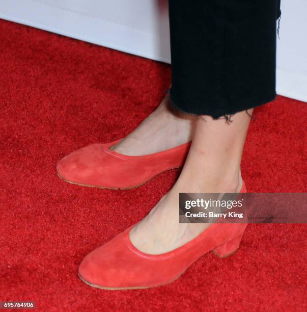 Actress Rebecca Henderson, shoe detail, attends the premiere of truTV's 'Im Sorry' at SilverScreen Theater at the Pacific Design Center on June 13,...