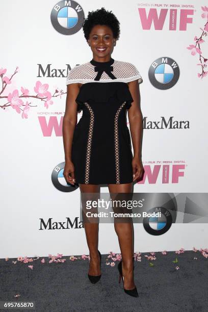 Emayatzy Corinealdi attends the Women In Film 2017 Crystal + Lucy Awards Presented By Max Mara And BMW at The Beverly Hilton Hotel on June 13, 2017...