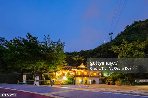 rest stop on the way to n seoul tower, seoul, south korea. - dried herring stock pictures, royalty-free photos & images