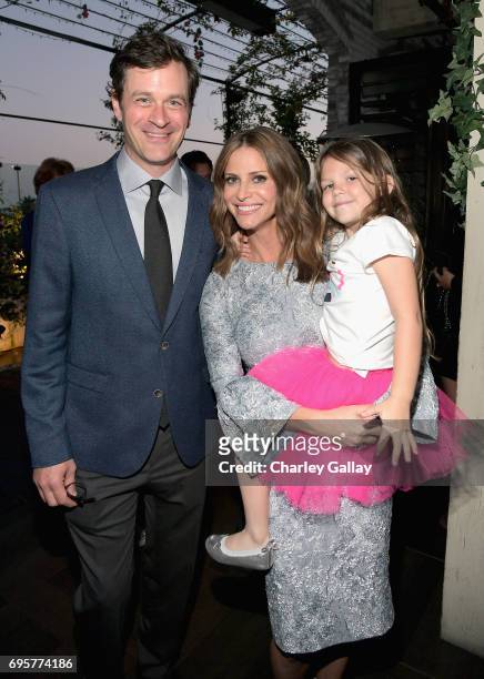 Actor Tom Everett Scott, Writer/producer/actor Andrea Savage and Actor Olive Petrucci celebrate the launch of truTVs new scripted comedy Im Sorry...