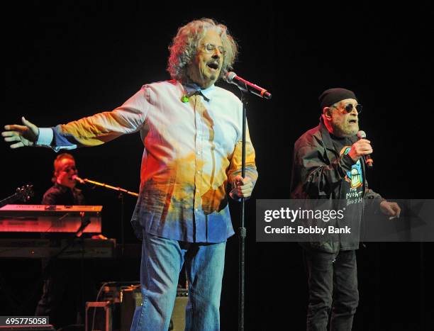 Musicians Mark Volman and Howard Kaylan of The Turtles perform on The Happy Together Tour at Mayo Performing Arts Center on June 13, 2017 in...