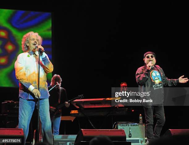 Musicians Mark Volman and Howard Kaylan of The Turtles perform on The Happy Together Tour at Mayo Performing Arts Center on June 13, 2017 in...