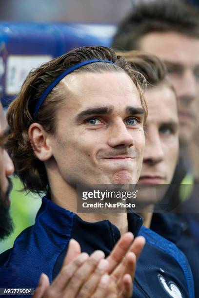 France's forward Antoine Griezmann looks on during the international friendly football match between France and England, on June 13, 2017 at the...