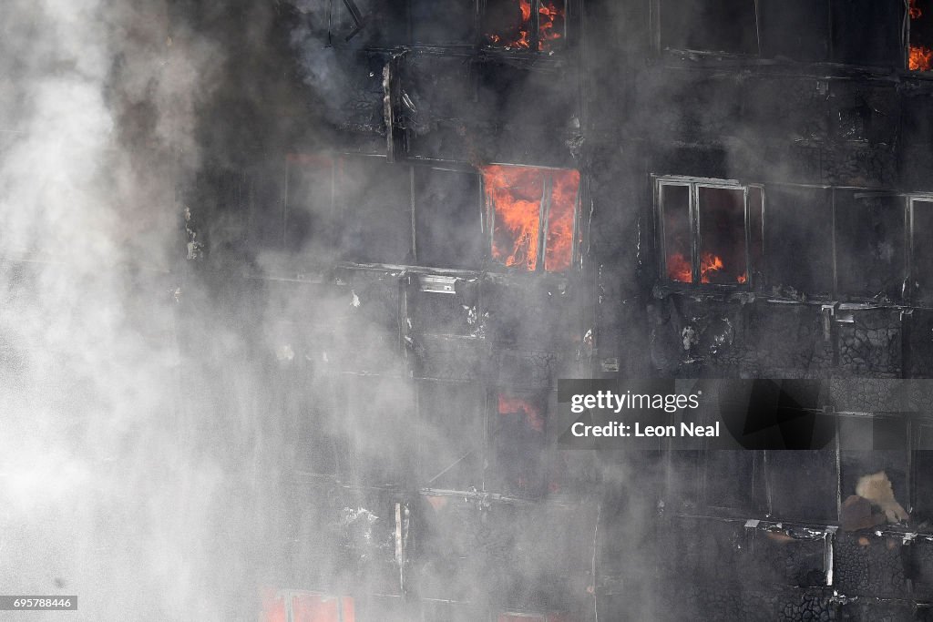 24-Storey Grenfell Tower Block On Fire In West London