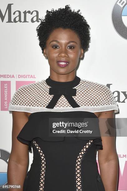 Emayatzy Corinealdi attends the Women In Film 2017 Crystal + Lucy Awards - Arrivals at The Beverly Hilton Hotel on June 13, 2017 in Beverly Hills,...