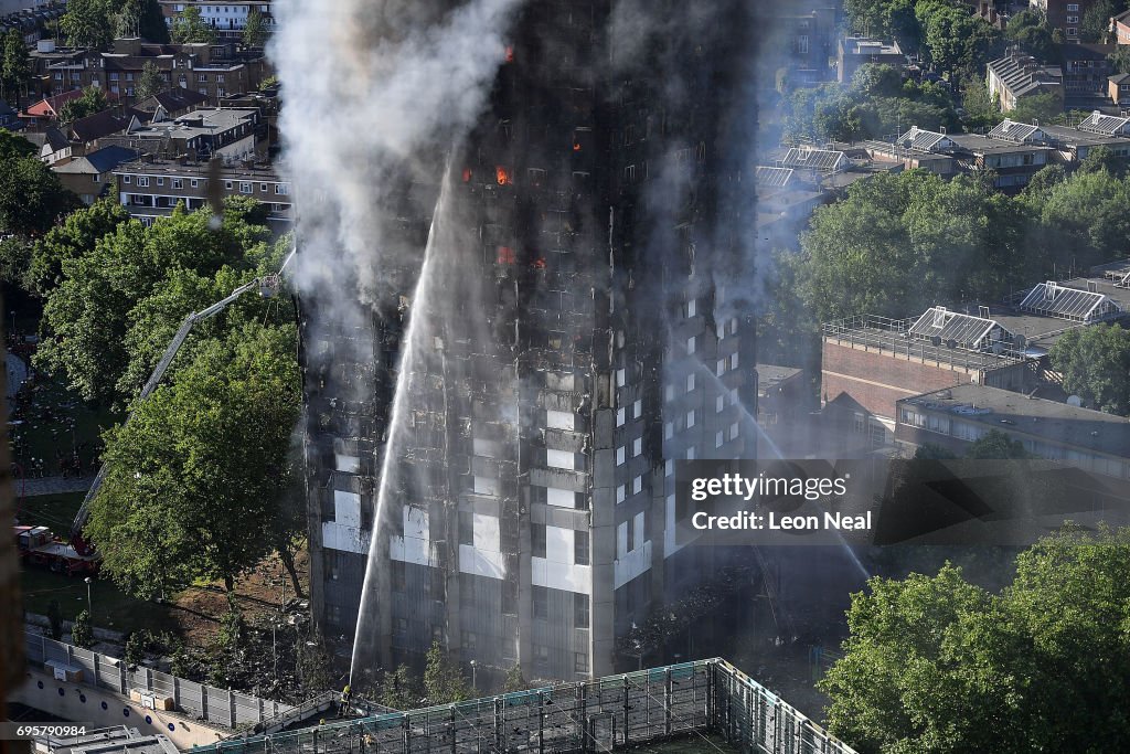 24-Storey Grenfell Tower Block On Fire In West London