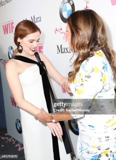 Actress Zoey Deutch, wearing Max Mara and President of Women In Film Cathy Shulman at Women In Film 2017 Crystal + Lucy Awards presented By Max Mara...