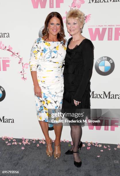 President of Women In Film, Cathy Shulman and Dee Wallace attends the Women In Film 2017 Crystal + Lucy Awards presented By Max Mara and BMW at The...