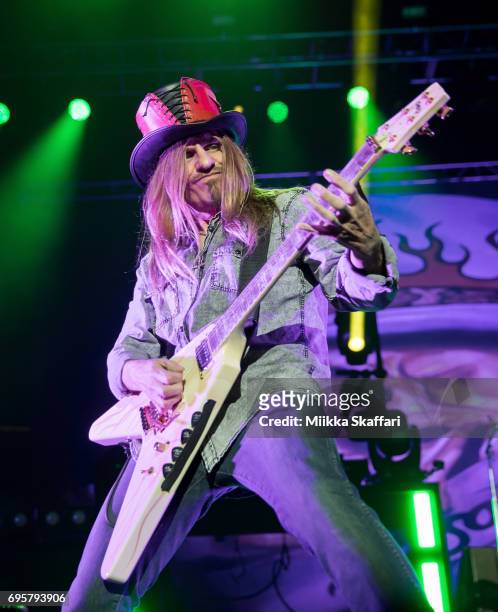 Guitarist C.C. DeVille of Poison performs at ORACLE Arena on June 13, 2017 in Oakland, California.