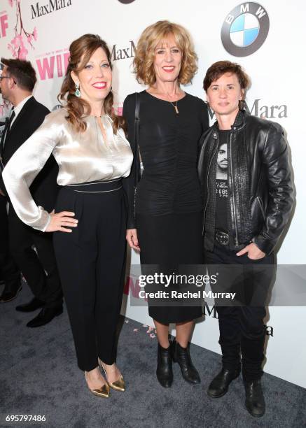 Executive Director Kirsten Schaffer, wearing Max Mara, actress Christine Lahti and director Kimberly Peirce attend the Women In Film 2017 Crystal +...