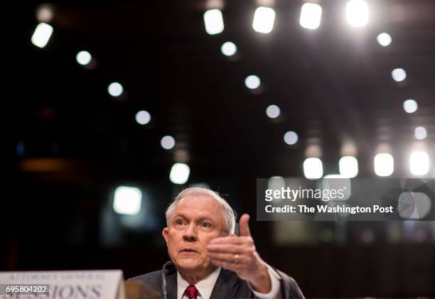 Attorney General Jeff Sessions testifies before the Senate Intelligence Committee on Capitol Hill in Washington, DC Tuesday June 13, 2017.