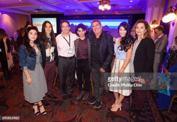 Actors Brenna D'Amico, Booboo Stewart, President and Chief Creative Officer, Disney Channels Worldwide, Gary Marsh, actor Cameron Boyce, "Descendents...