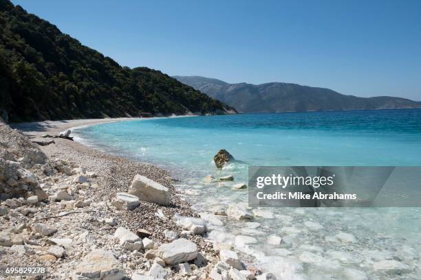 Crystal clear waters of Gidaki beach, Ithaca. Greece. The Greek island is situated in the Ionian Sea off the northeast coast of Kefalonia. Since...