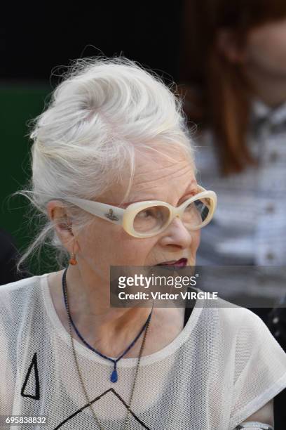 Vivienne Westwood directing the rehearsal of the Vivenne Westwood fashion show during the London Fashion Week Men's June 2017 Spring Summer 2018...