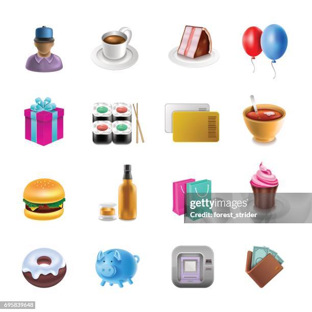 shoping icons - emoji icons stock illustrations