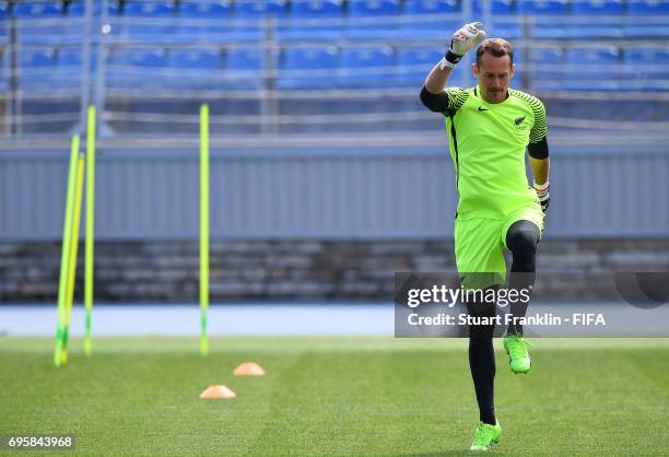 Glen Moss warms up during a training session of the New Zealand national football team on June 14, 2017 in Saint Petersburg, Russia.