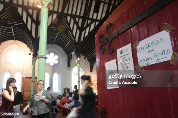 An inside view of the St. Clements Church which is turned into an evacuation centre, aid station and liaison office to support people who affected...