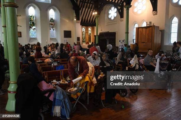 An inside view of the St. Clements Church which is turned into an evacuation centre, aid station and liaison office to support people who affected...