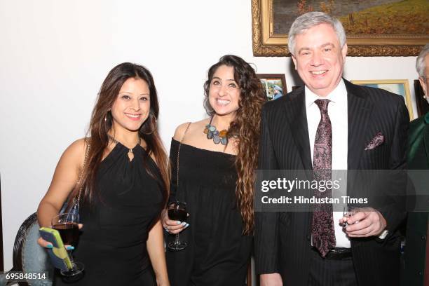 Sonali Arora, Neena Singh and Fedor Rozovskiy during the celebration of the National Day of Russia hosted by the Embassy of the Russian Federation,...