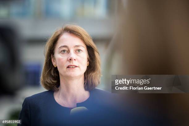 German Family Minister Katarina Barley is pictured after a press conference on June 14, 2017 in Berlin, Germany.