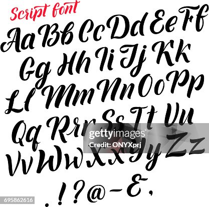 Handwritten Latin Alphabet Cursive Black Letters Vector Fonts Isolate ...