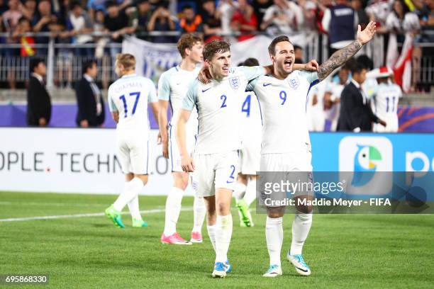 Jonjoe Kenny of England and Adam Armstrong of England celebrate after their teams 1-0 win over Venezuela in the FIFA U-20 World Cup Korea Republic...