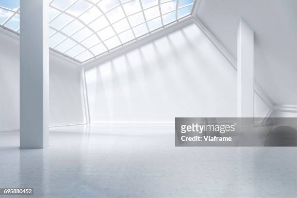 white museum digitally generated. - loft interior imagens e fotografias de stock