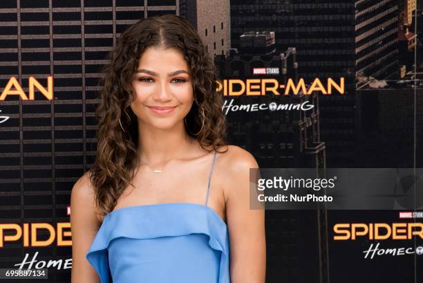 Zendaya attends the 'Spiderman: Homecoming' movie photocall at Villamagna Hotel in Madrid on Jun 14, 2017