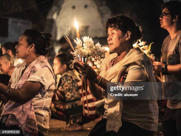 vesak celebration in luang prabang laos - buddha purnima stock pictures, royalty-free photos & images