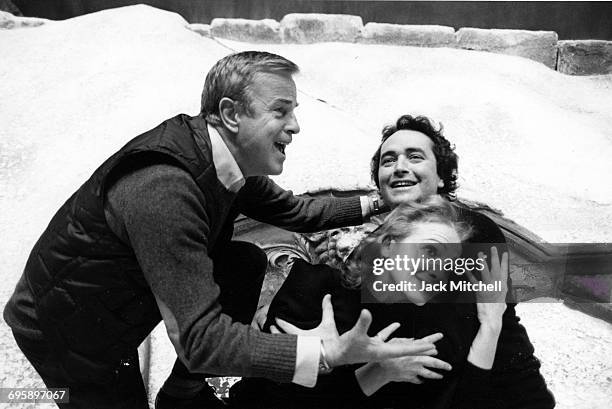 Franco Zeffirellii directing Teresa Stratas and Jose Carreras in La Bohem at the Metropolitan Opera, in December 1981.