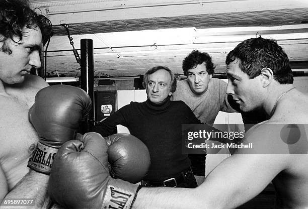 "Knockout" a Broadway play rehearsal with Frank Bongiorno, director Frank Cosaro, Danny Aiello and Michael Aronin, in 1979.