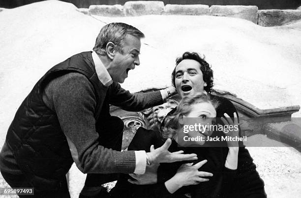 Franco Zeffirellii directing Teresa Stratas and Jose Carreras in La Bohem at the Metropolitan Opera, in December 1981.