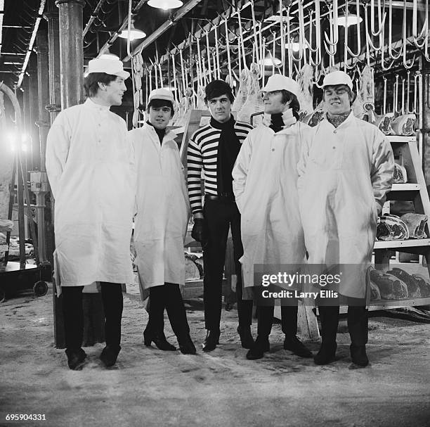 English pop group The Dave Clark Five filming 'Catch Us If You Can', directed by John Boorman, UK, 9th May 1965. From left to right, Mike Smith,...