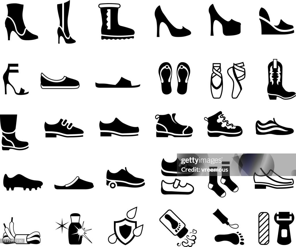 Schuhe, Schuhe und Fuß-Pflege-Symbole
