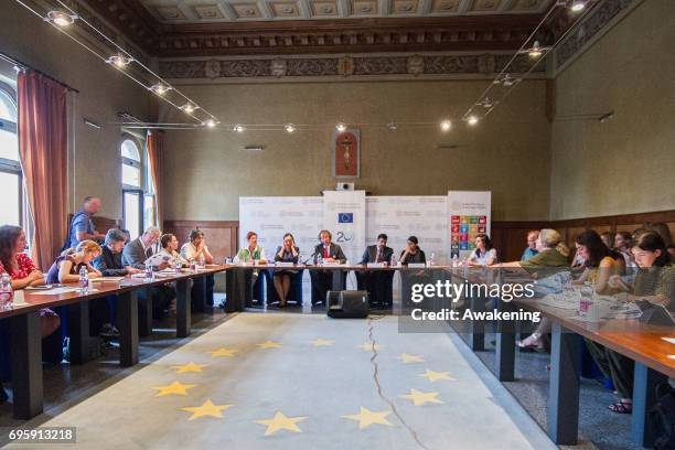 Kalliope Agapiou-Josephides , Letitia Anderson , Manfred Nowak , Mirza Dinnayi and Lamya Haji Bashar attend at the conference presentation at Eiuc at...