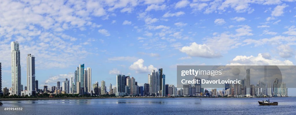 Panorama of Modern Panama City, Panama, Central America.